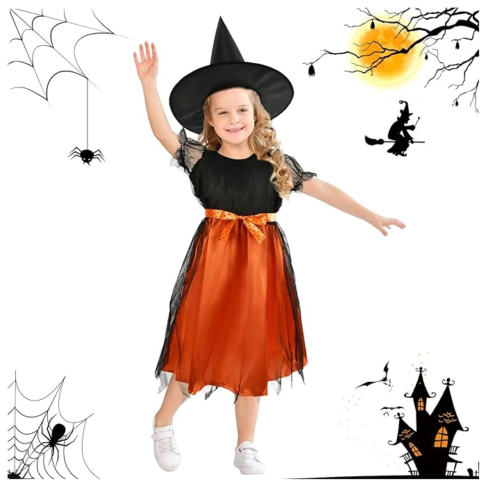 CZAROWNICA STRÓJ SUKIENKA KAPELUSZ HALLOWEEN
